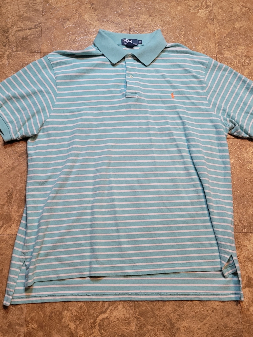 Polo Ralph Lauren Polo Shirt Mens 3XB Blue White Short Sleeve Striped Preppy